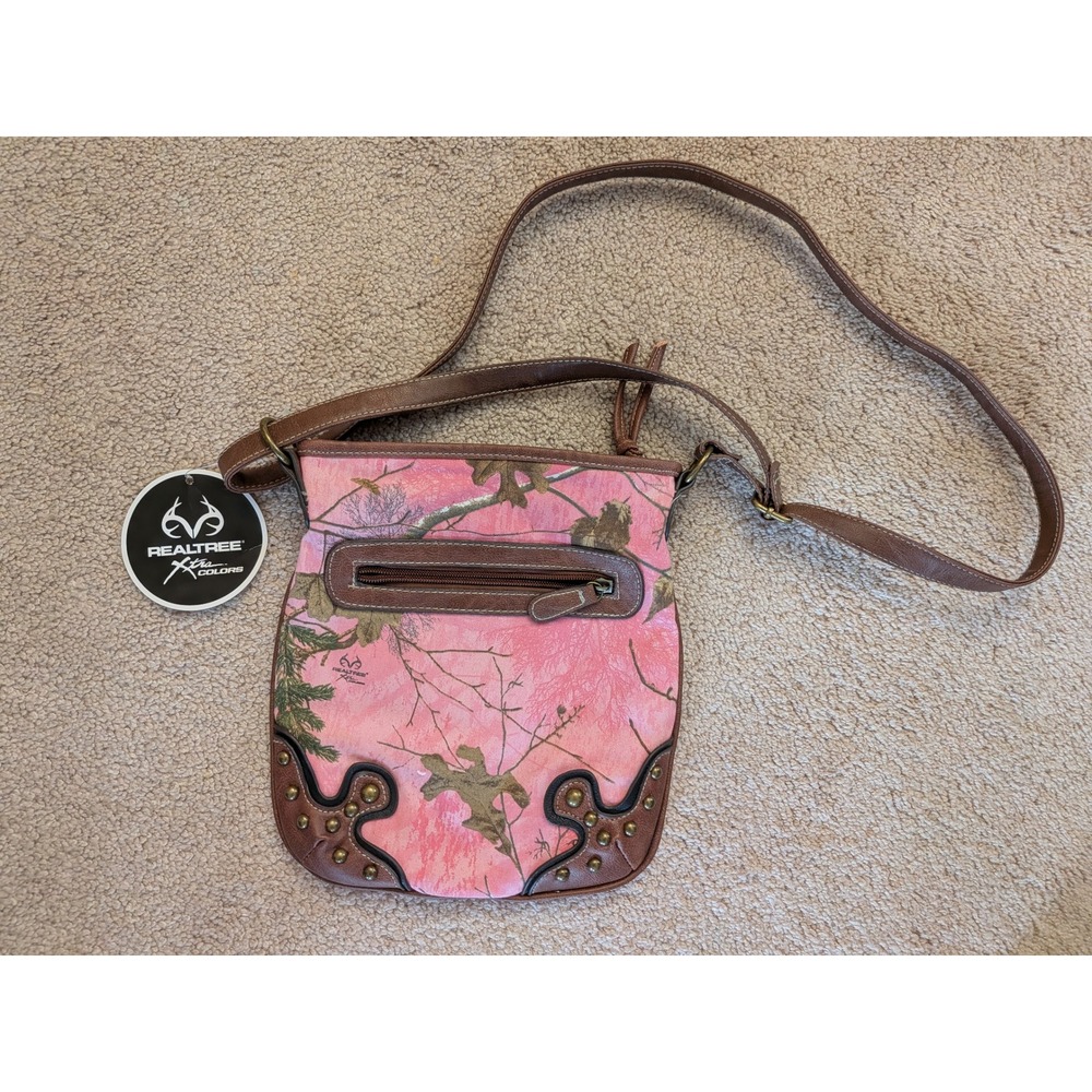 Realtree Xtra Colors Pink Camo Crossbody Bag Studded Trim NWT